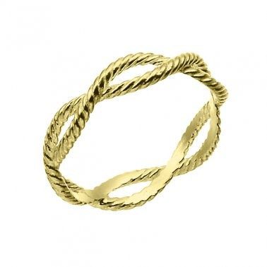 Ring Infinity mit verdrehtem Draht 2mm, gelbvergoldeter St. Silber 925
