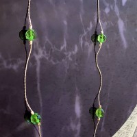 Halskette mit grünen karibischen Bernstein Kugeln 4mm in St. Silber 925