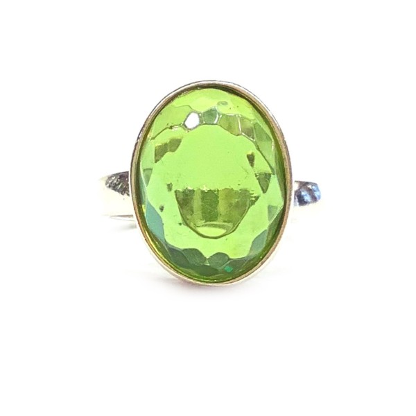 Ring grüner Bernstein in Sterling Silber 925, Diamant Facette